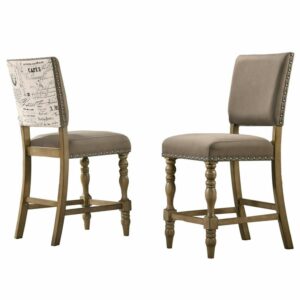 Breda Antique Gray Finish Upholstered Nailhead Dining Chair(Set of 2)