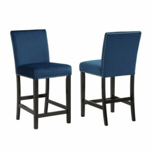 Roundhill Furniture Contemporary Velvet 24.5 in. Counter Stool - Set of 2 - Black