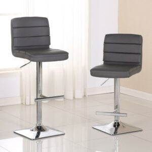 Bradford Grey Faux Leather Swivel Height Adjustable Bar Stools(Set of 2)