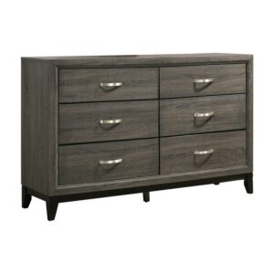 Stout Metal Bar Pulls Distressed Dresser, Wood, Dark Ash Gray