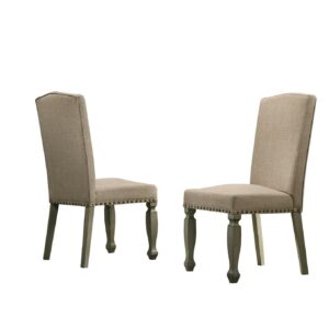 Breda Antique Gray Finish Upholstered Nailhead Dining Chair(Set of 2)
