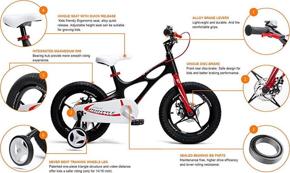 RoyalBaby 18 inch Magnesium Space Shuttle Kid's Bike, White - Image 6