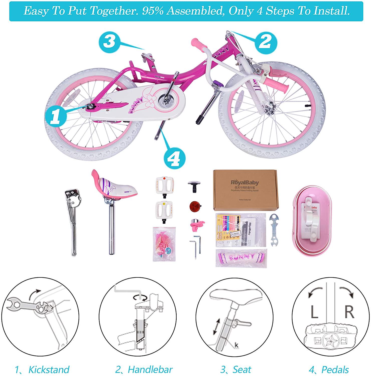 RoyalBaby Bunny Girl's Bike Fushcia 18 inch Kid's bicycle - Image 5
