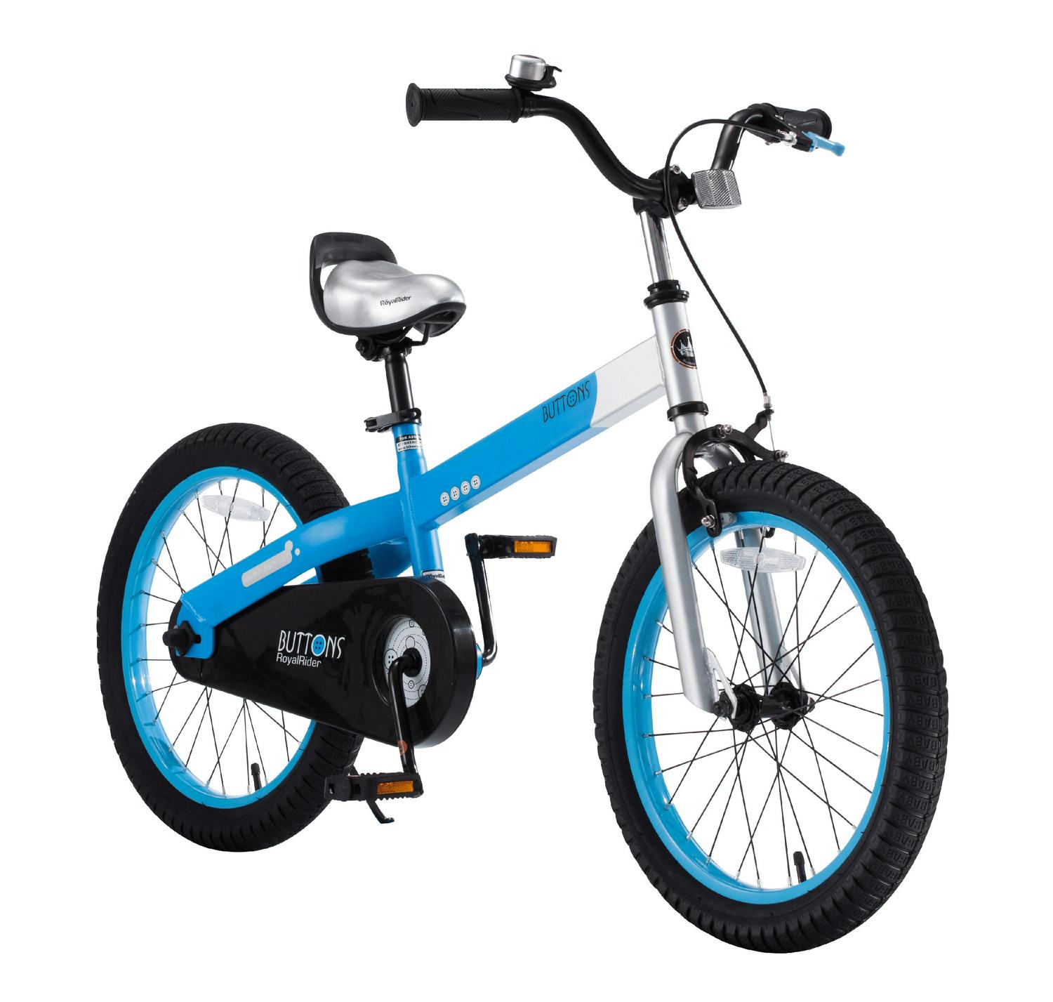 RoyalBaby Buttons 18 inch Kid's Bicycle Matte Blue With Kickstand - Image 4