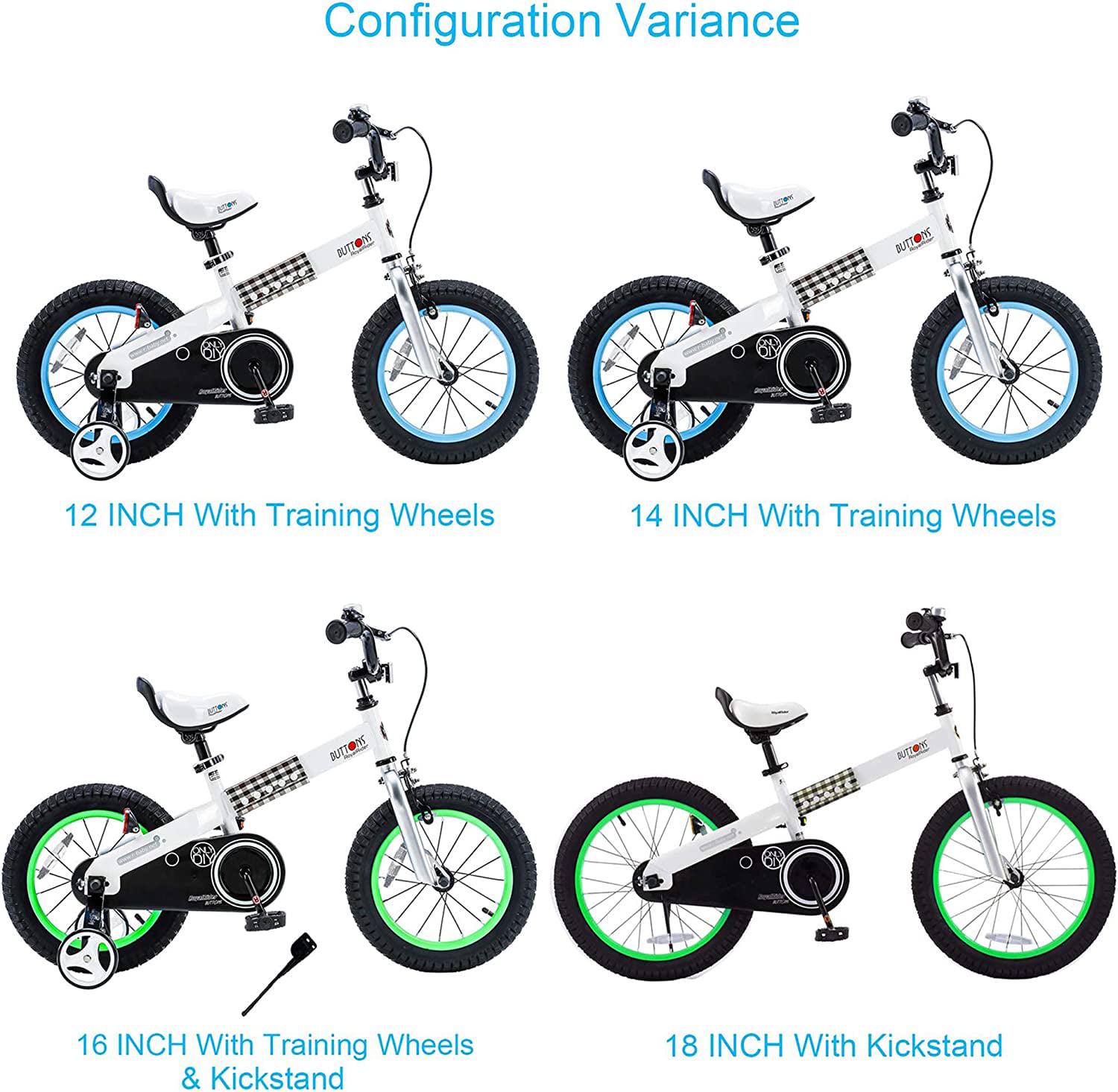 RoyalBaby Buttons Blue 16 inch Kid's Bicycle With Training Wheels and Kickstand - Image 3