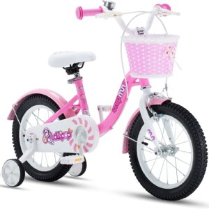 RoyalBaby Chipmunk Girls Kids Bike Bicycle with Basket Training Wheels 14 Inch Lollipop Pink