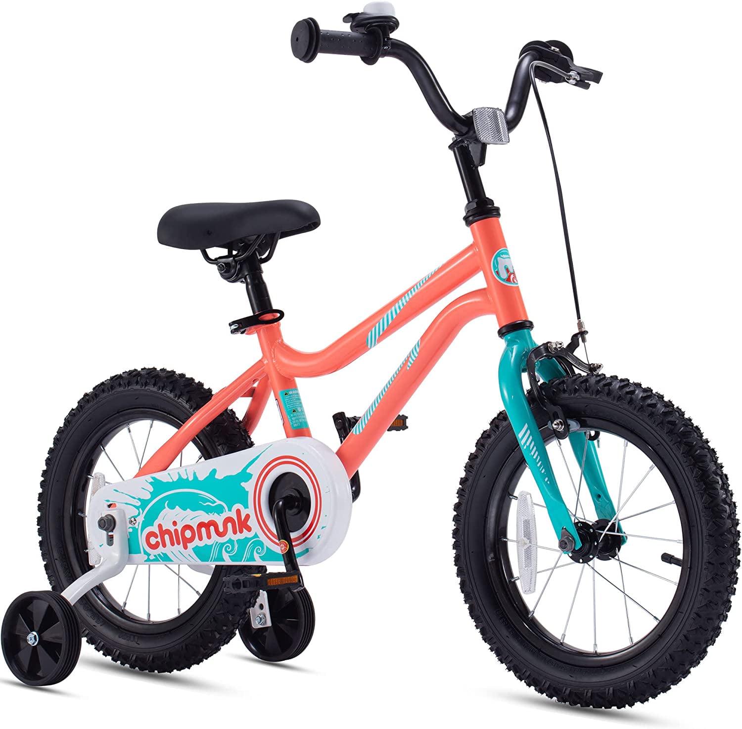 RoyalBaby Chipmunk Kids Bike Boys Girls 14 Inch Bicycle with Training Wheels Red