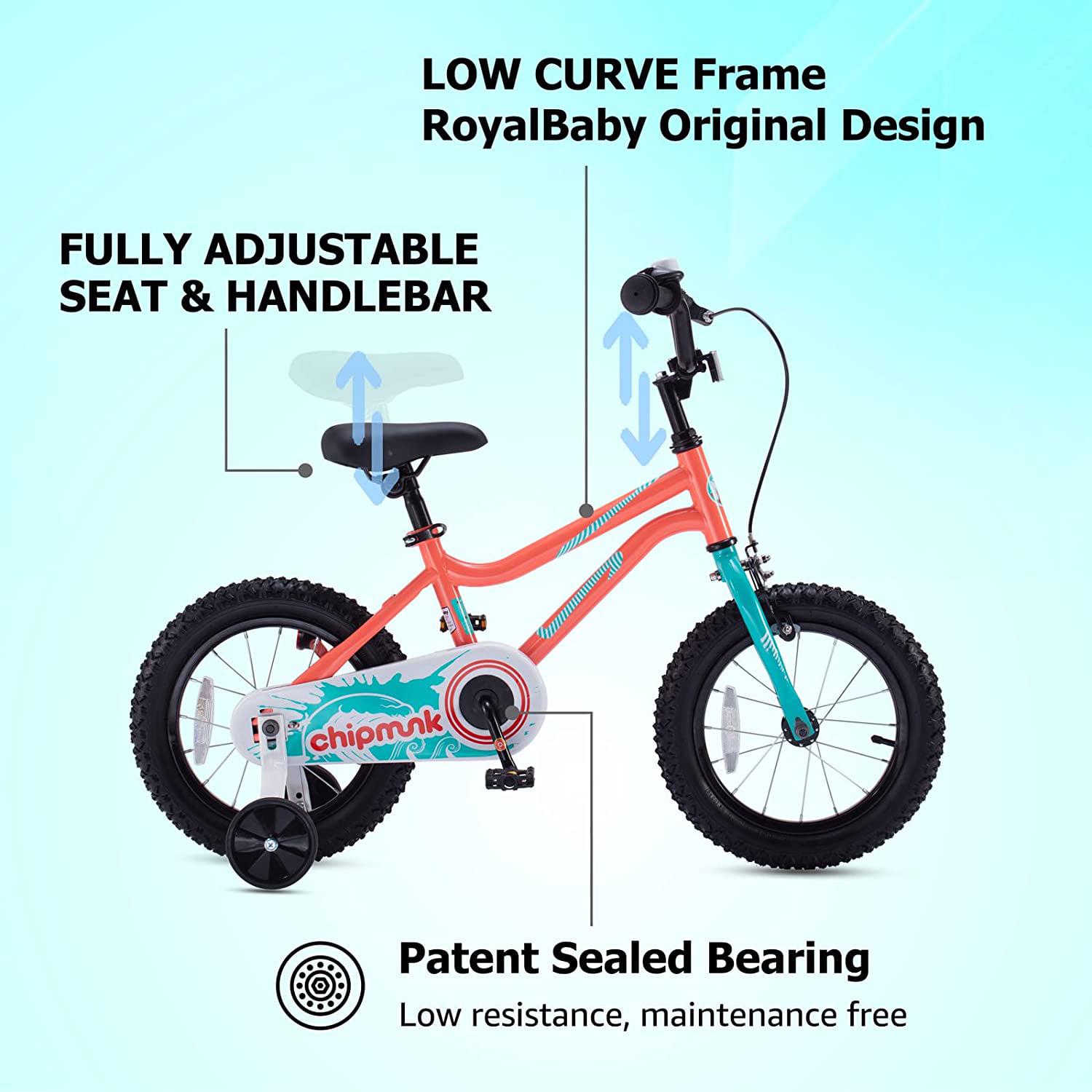 RoyalBaby Chipmunk Kids Bike Boys Girls 14 Inch Bicycle with Training Wheels Red - Image 3