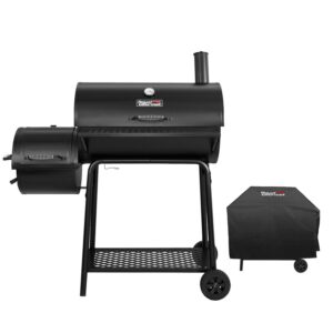 Royal Gourmet CC1830FC 28" Charcoal Grill with Offset Smoker, With Cover,855 Sq. In. Cooking Area, Front Shelf,Charcoal Grill for Outdoor Grilling and Backyard Cooking, Black