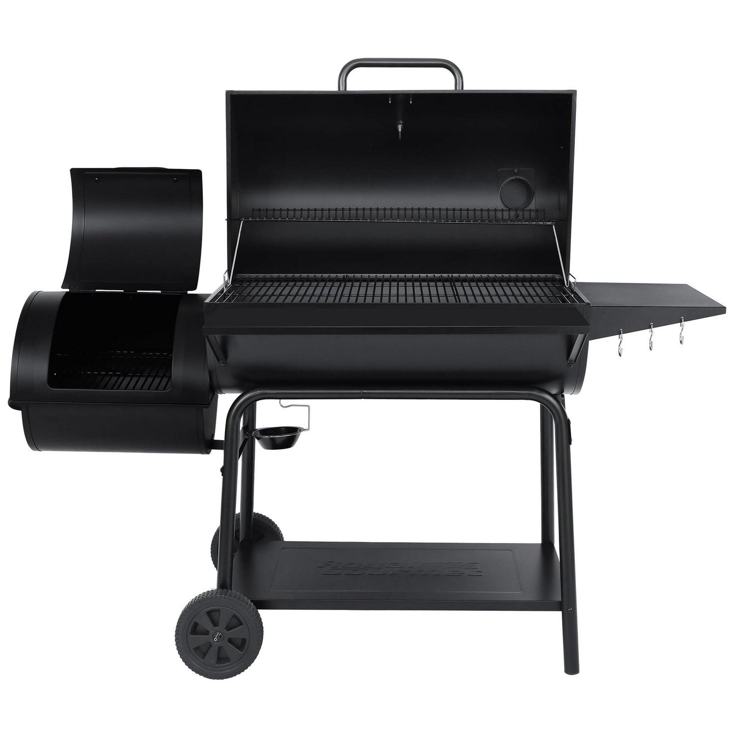 Royal Gourmet 36" Charcoal Barrel Grill with Offset Smoker, Adjustable Grates and Thermometer - Image 2