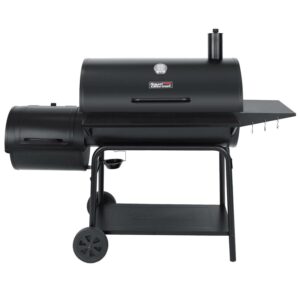 Royal Gourmet 36" Charcoal Barrel Grill with Offset Smoker, Adjustable Grates and Thermometer