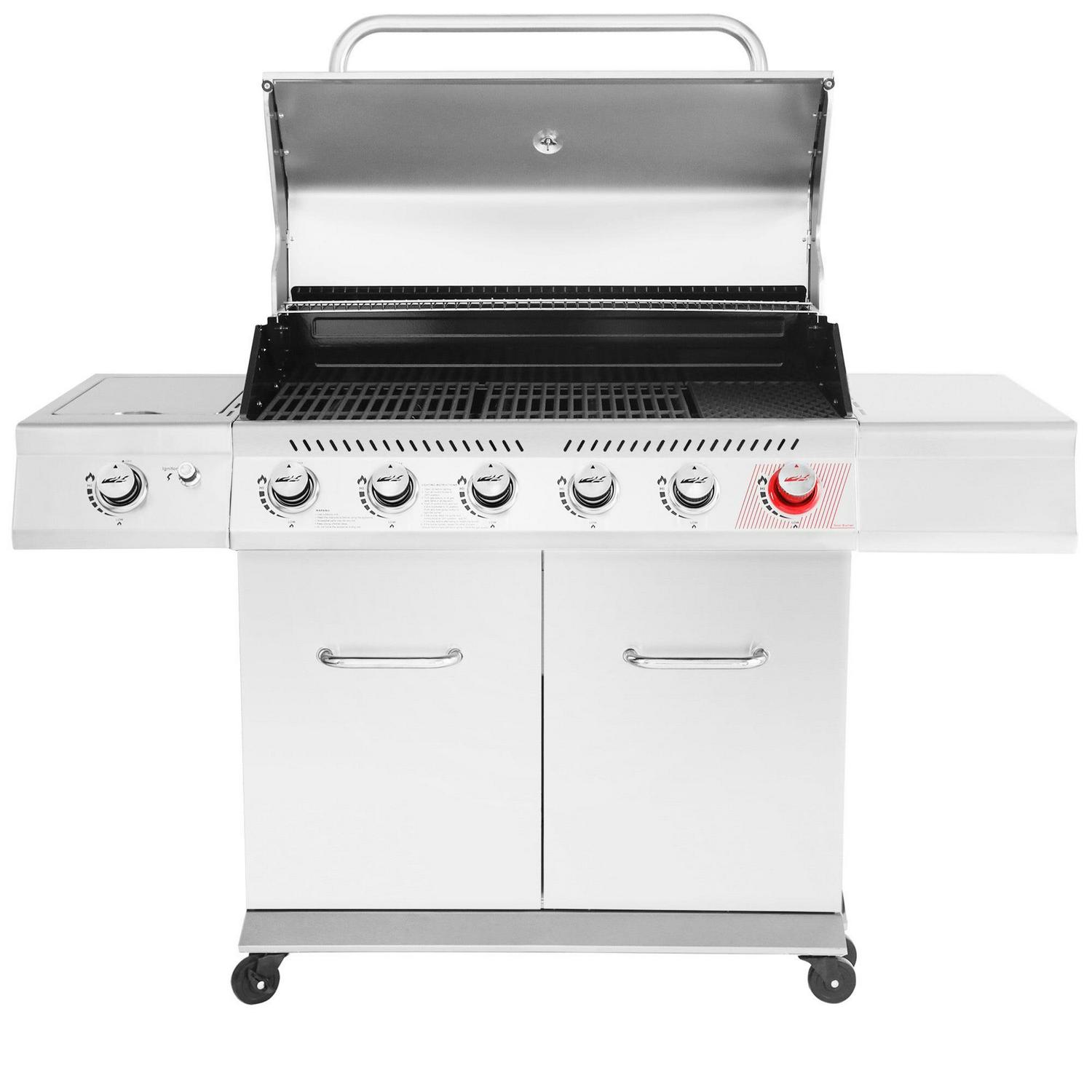 Royal Gourmet GA6402S Stainless Steel Gas Grill, Premier 6-Burner BBQ Grill with Sear Burner and Side Burner, 74,000 BTU, Cabinet Style, Outdoor Party Grill, Silver - Image 2