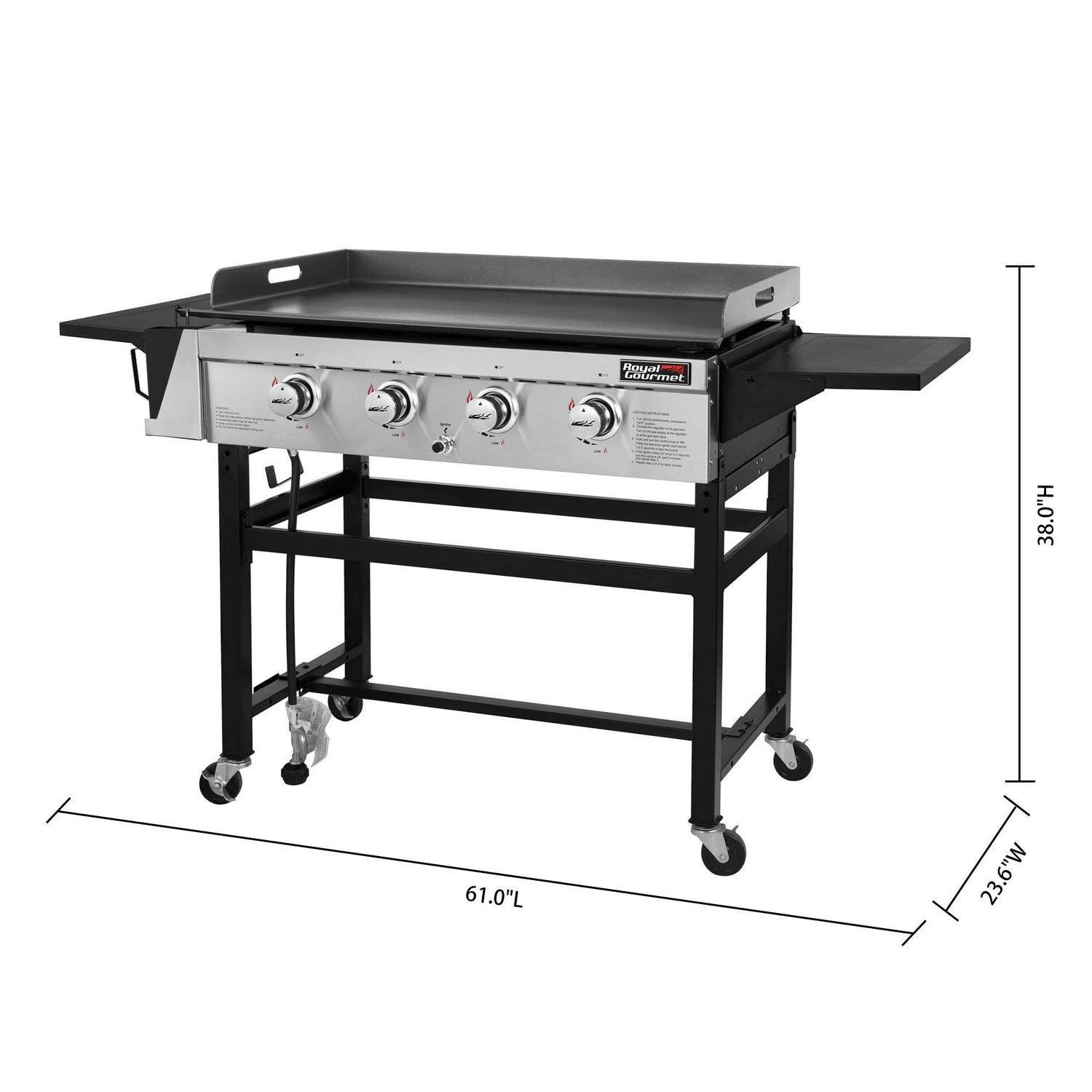 Royal Gourmet GB4001C 4-Burner 52000-BTU Propane Gas Grill Griddle, 36"L, With Cover - Image 5