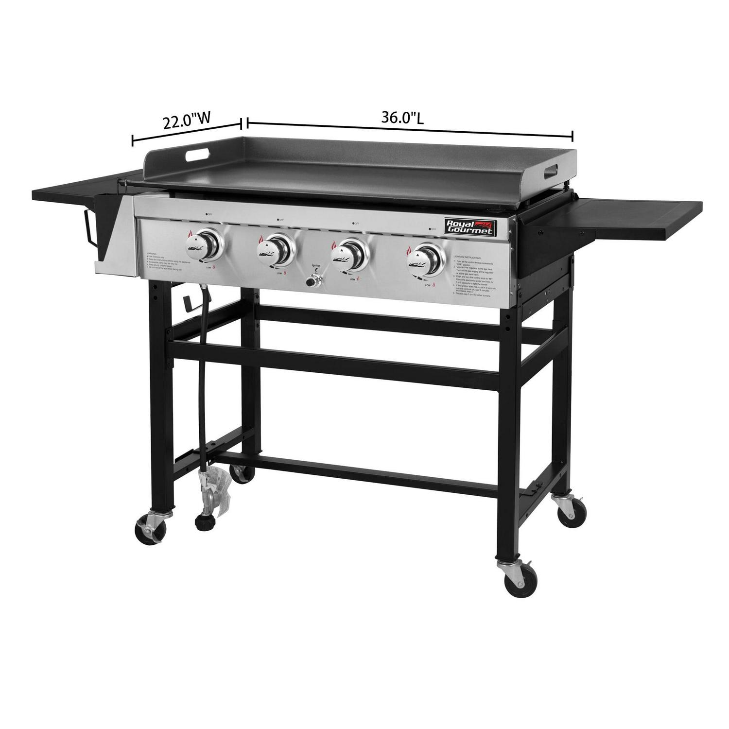 Royal Gourmet GB4001C 4-Burner 52000-BTU Propane Gas Grill Griddle, 36"L, With Cover - Image 7