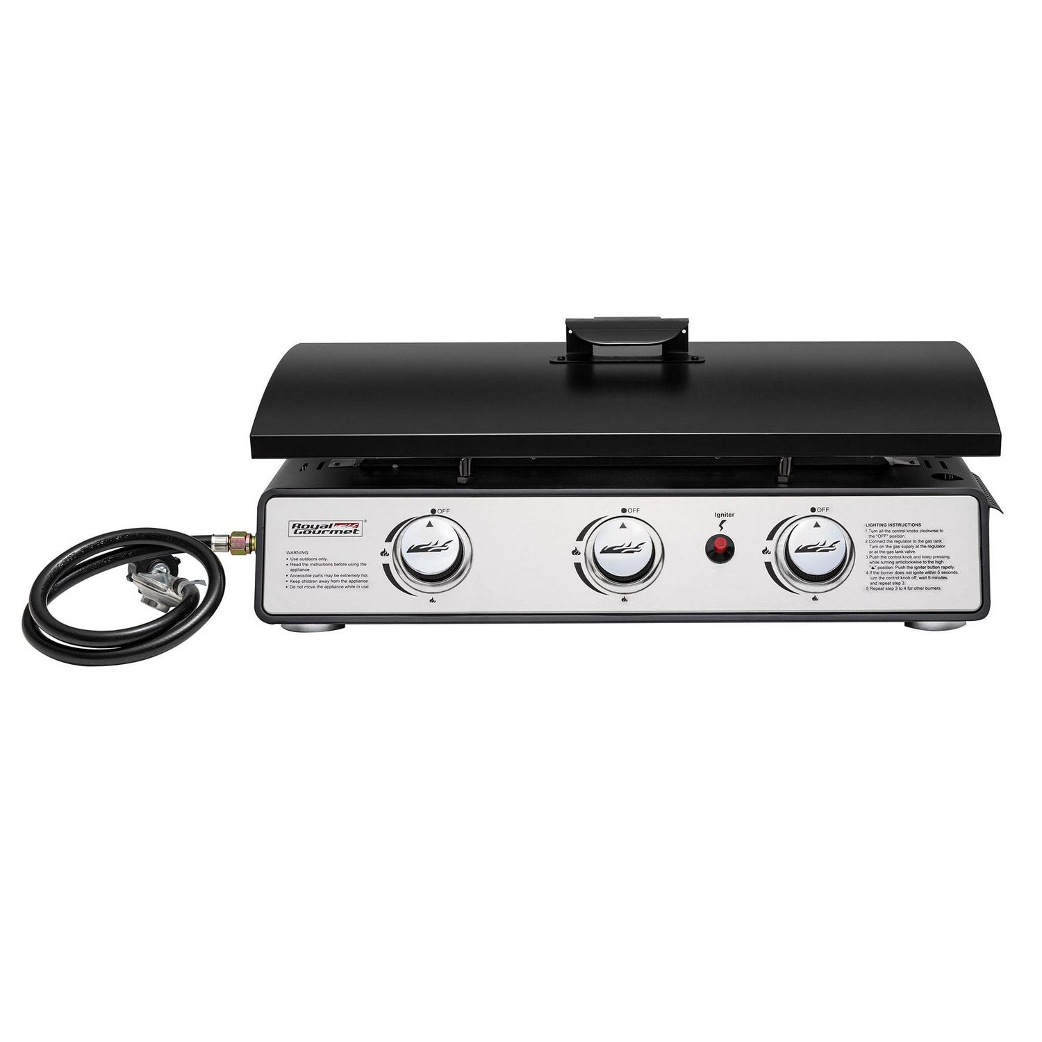Royal Gourmet PD2301S 24" 3-Burner Portable Gas Griddle with Top Hard Cover