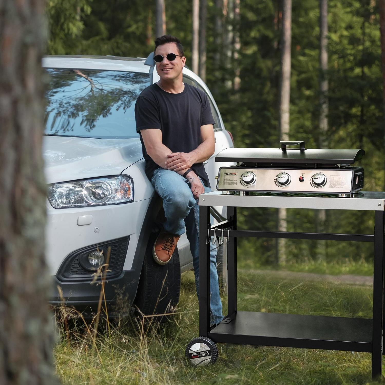 Royal Gourmet PD2301S 24" 3-Burner Portable Gas Griddle with Top Hard Cover - Image 7