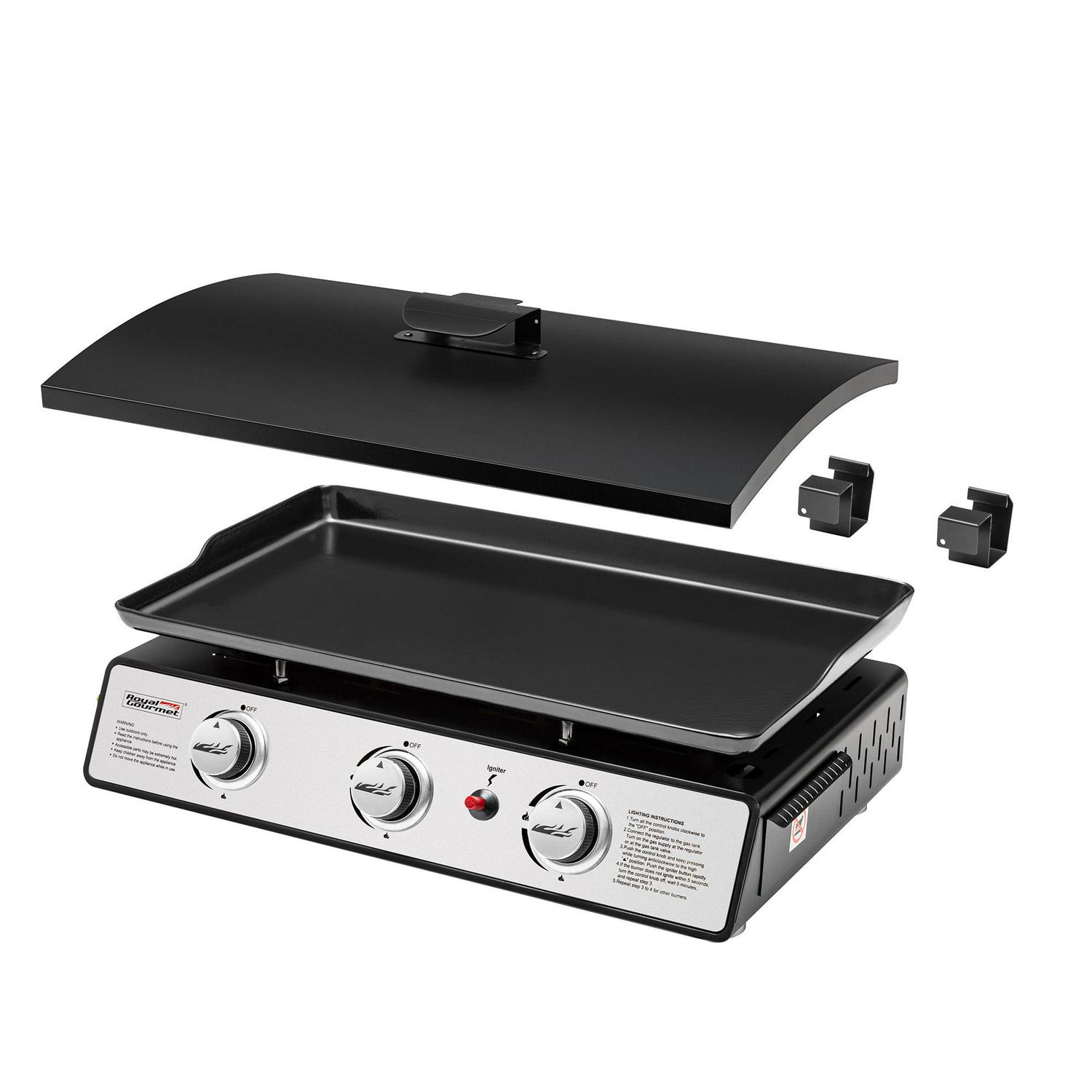 Royal Gourmet PD2301S 24" 3-Burner Portable Gas Griddle with Top Hard Cover - Image 5