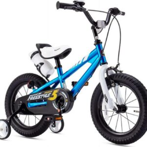 Royalbaby Boys Girls Kids Bike 16 In BMX Freestyle Blue 2 Hand Brakes Bicycles with Training Wheels Child Bicycle