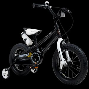 Royalbaby Boys Girls Kids Bike 14 In BMX Freestyle Black 2 Hand Brakes Bicycles with Training Wheels Child Bicycle