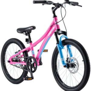 Royalbaby Boys Girls Kids Bike Explorer 20 Inch Bicycle Front Suspension Aluminum Child's Cycle with Disc Brakes Pink