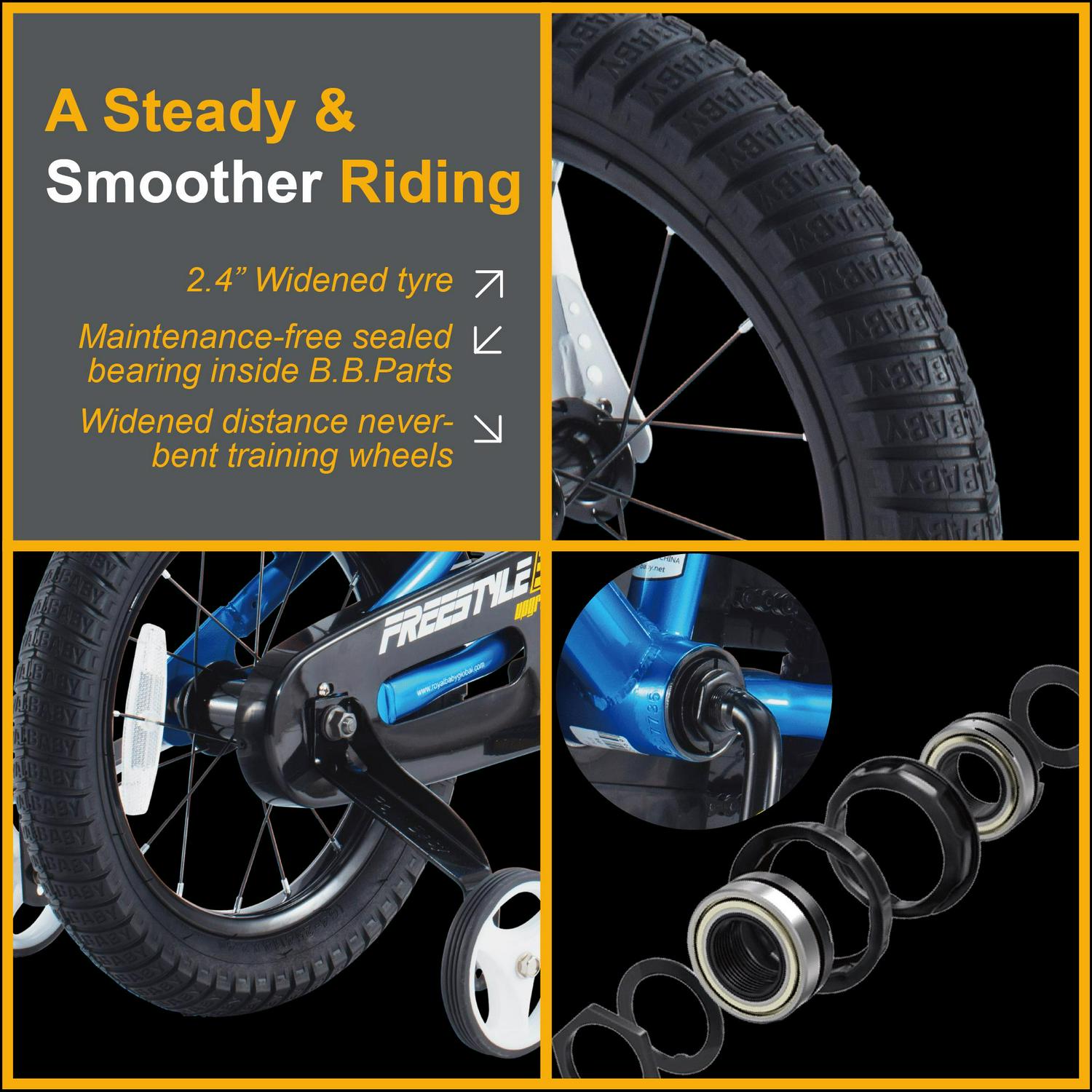 Royalbaby Freestyle 12" Kids Bicycle for Boys Girls, Ages 3-4 Years, Blue - Image 4