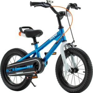 Royalbaby Freestyle 7 Kids Bike Toddlers 14 Inch Wheel Dual Handbrakes Bicycle Beginners Boys Girls Ages 3-5 Years, Kickstand and Water Bottle Included, Blue