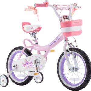 Royalbaby Jenny Girl's Kid's 14 In. Children's Beginner with Bicycle Training Wheels Basket , EL Pink