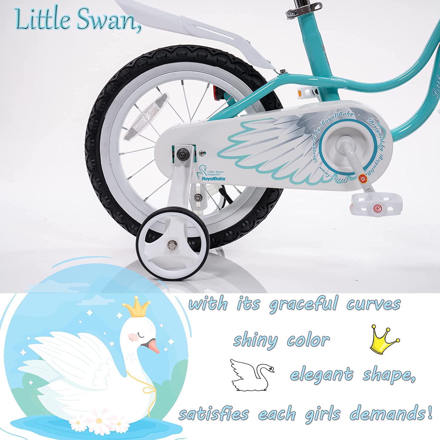 Royalbaby Little Swan Girls' 14" Training Wheel Bicycle - Image 3