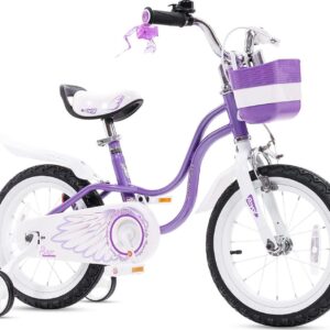 Royalbaby Little Swan Purple 18 Girl's Bicycle with Training Wheels and Basket