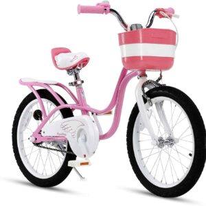 Royalbaby Little Swan Pink 18 In. Girl's Bicycle with Basket and Kickstand