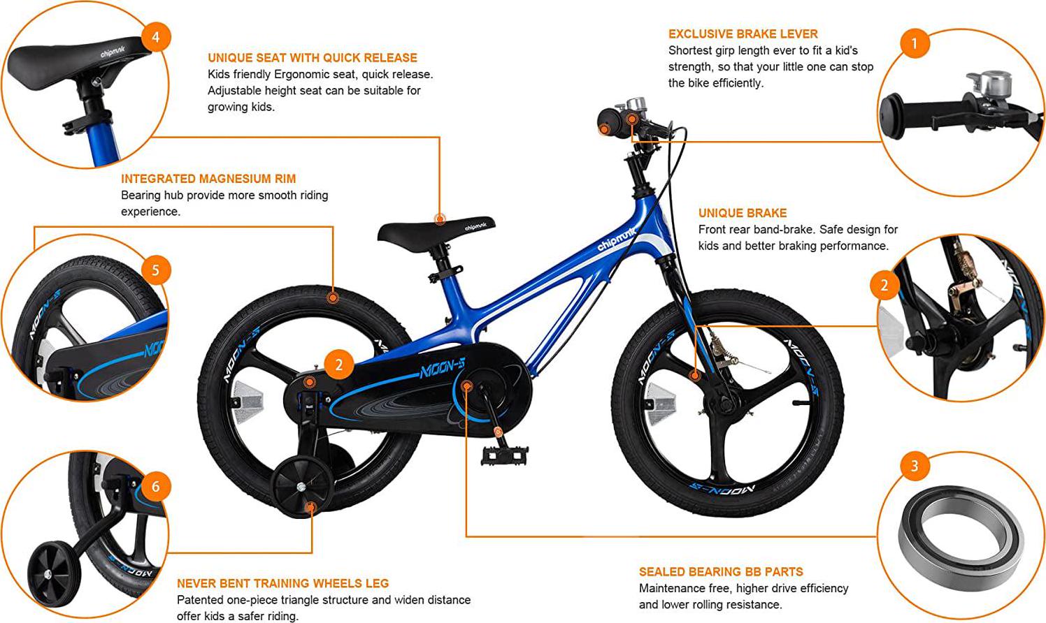 Royalbaby Moon5 18 Inch Kids Bike Blue - Image 8