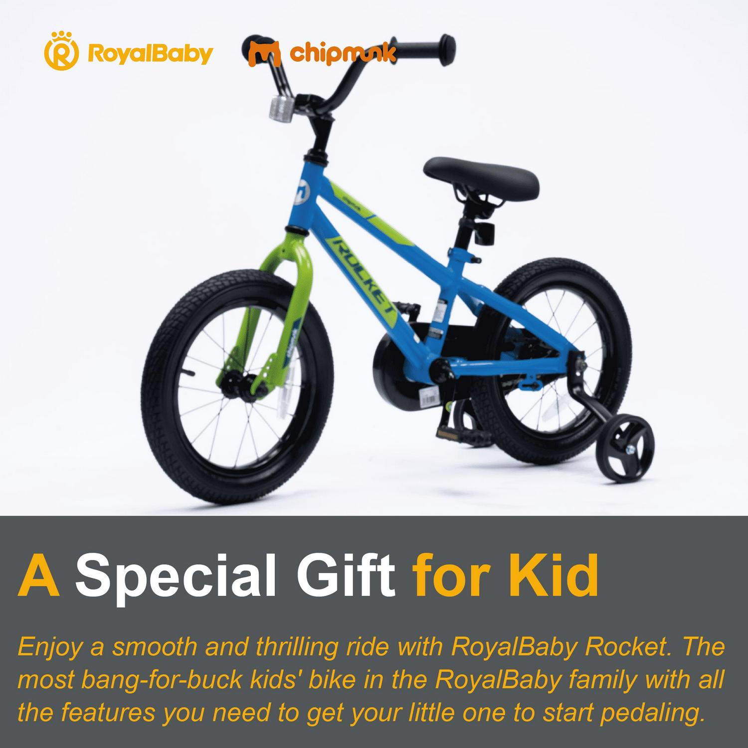RoyalBaby Rocket 12 inch Bicycle with Training Wheels, Unisex, Ages 3-4, Blue - Image 10