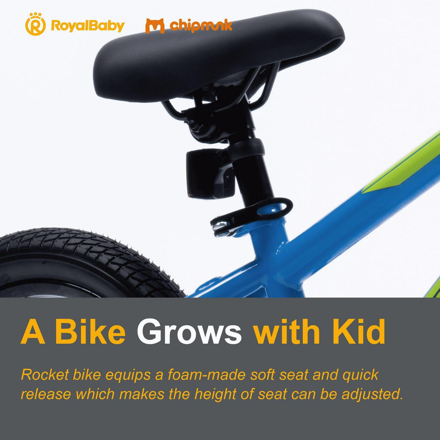 RoyalBaby Rocket 12 inch Bicycle with Training Wheels, Unisex, Ages 3-4, Blue - Image 6