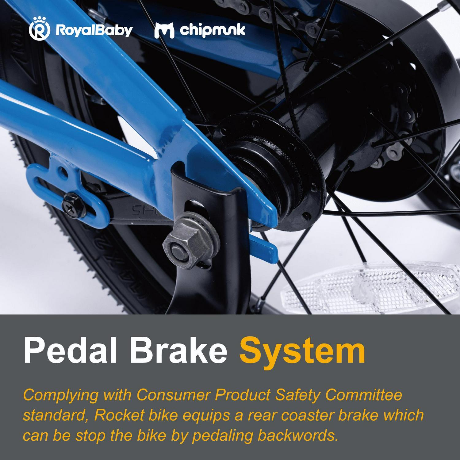 RoyalBaby Rocket 12 inch Bicycle with Training Wheels, Unisex, Ages 3-4, Blue - Image 5