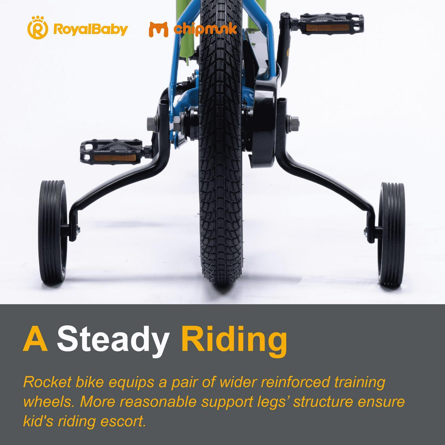 RoyalBaby Rocket 12 inch Bicycle with Training Wheels, Unisex, Ages 3-4, Blue - Image 4