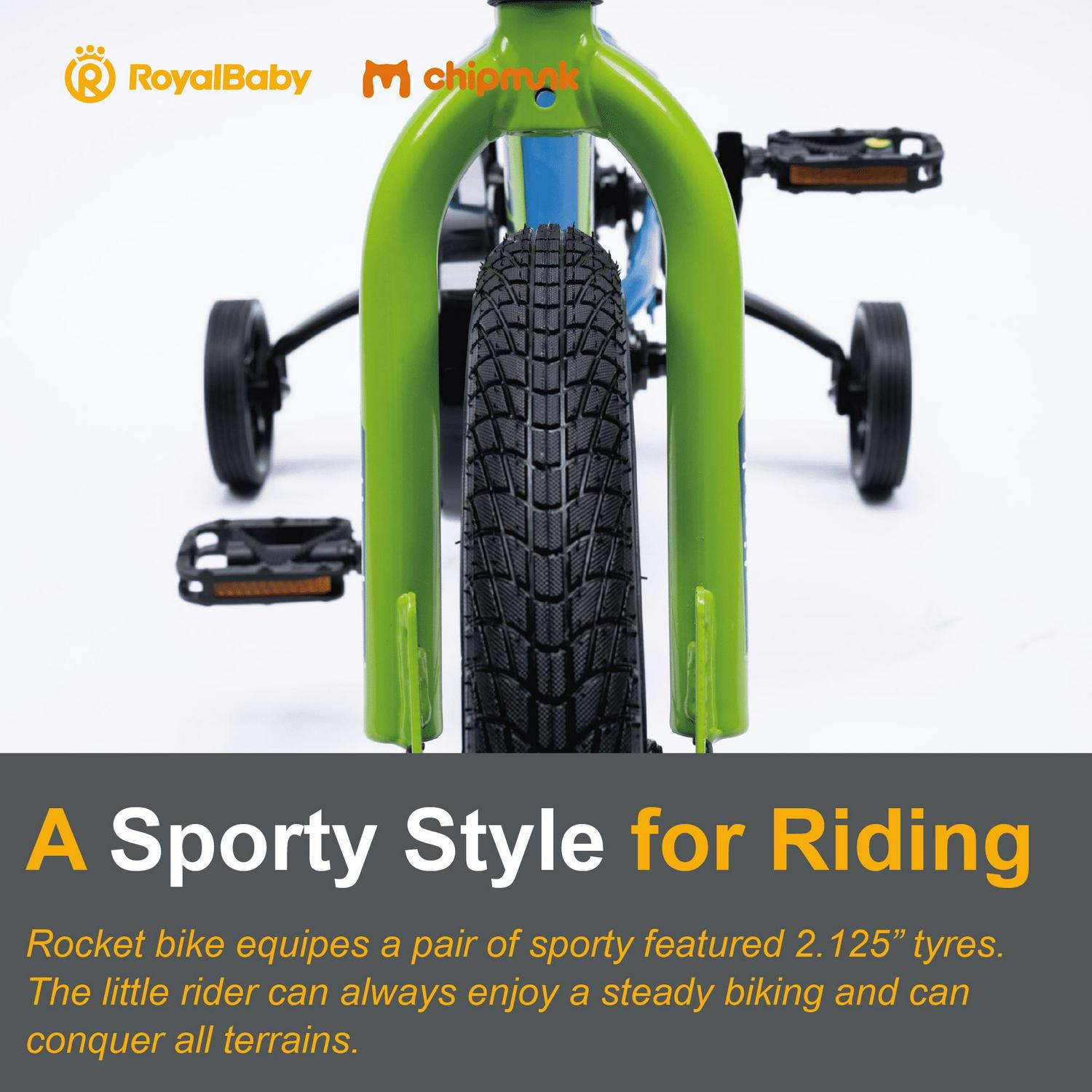 RoyalBaby Rocket 12 inch Bicycle with Training Wheels, Unisex, Ages 3-4, Blue - Image 8