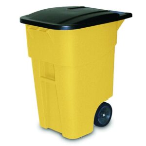Rubbermaid Brute® Rollout Large Mobile Container, 50 Gallon, Yellow with Lid