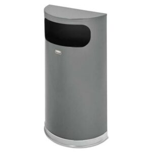 9 Gallon Half Round Trash Receptacle (Anthracite w Chrome Accents)