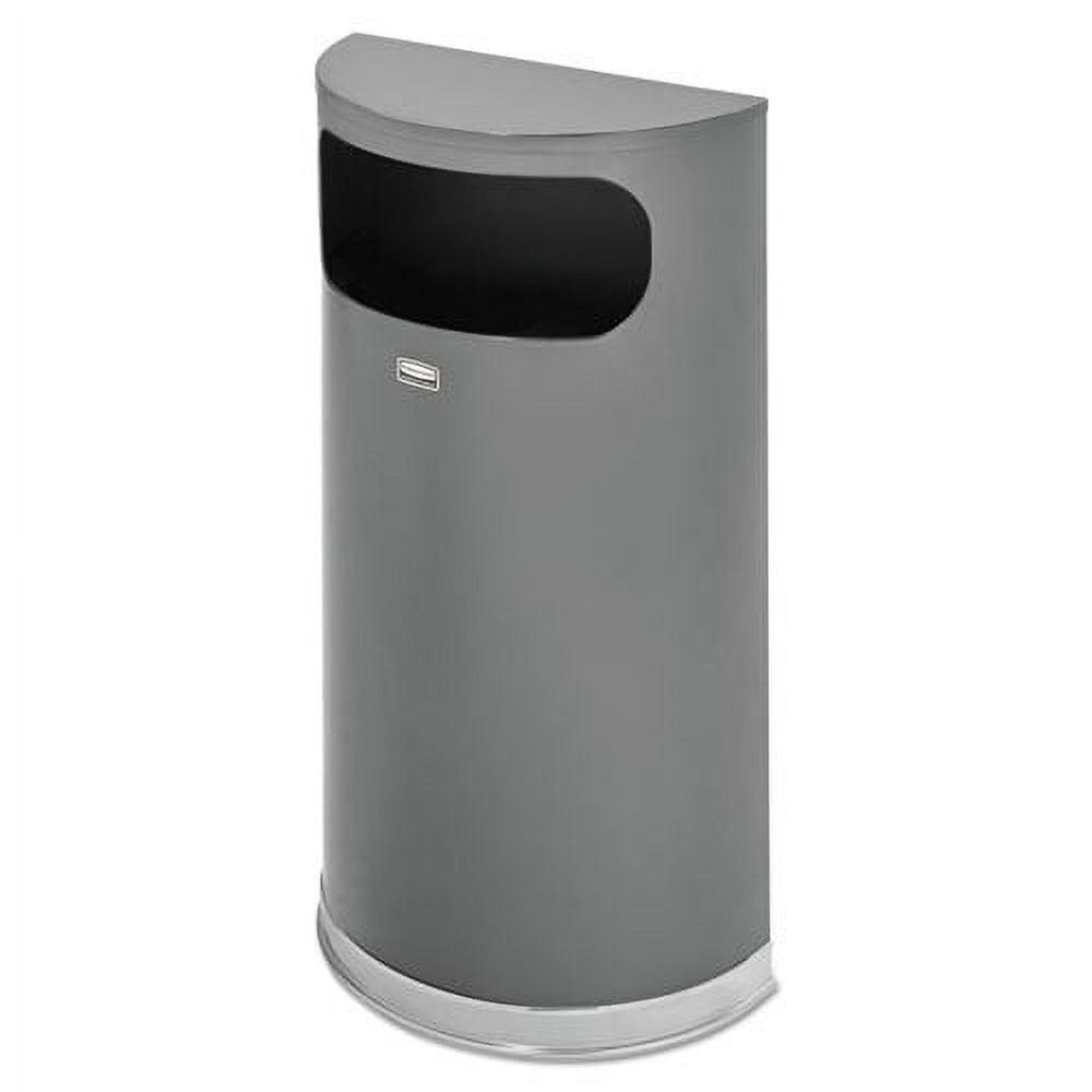 9 Gallon Half Round Trash Receptacle (Anthracite w Chrome Accents)