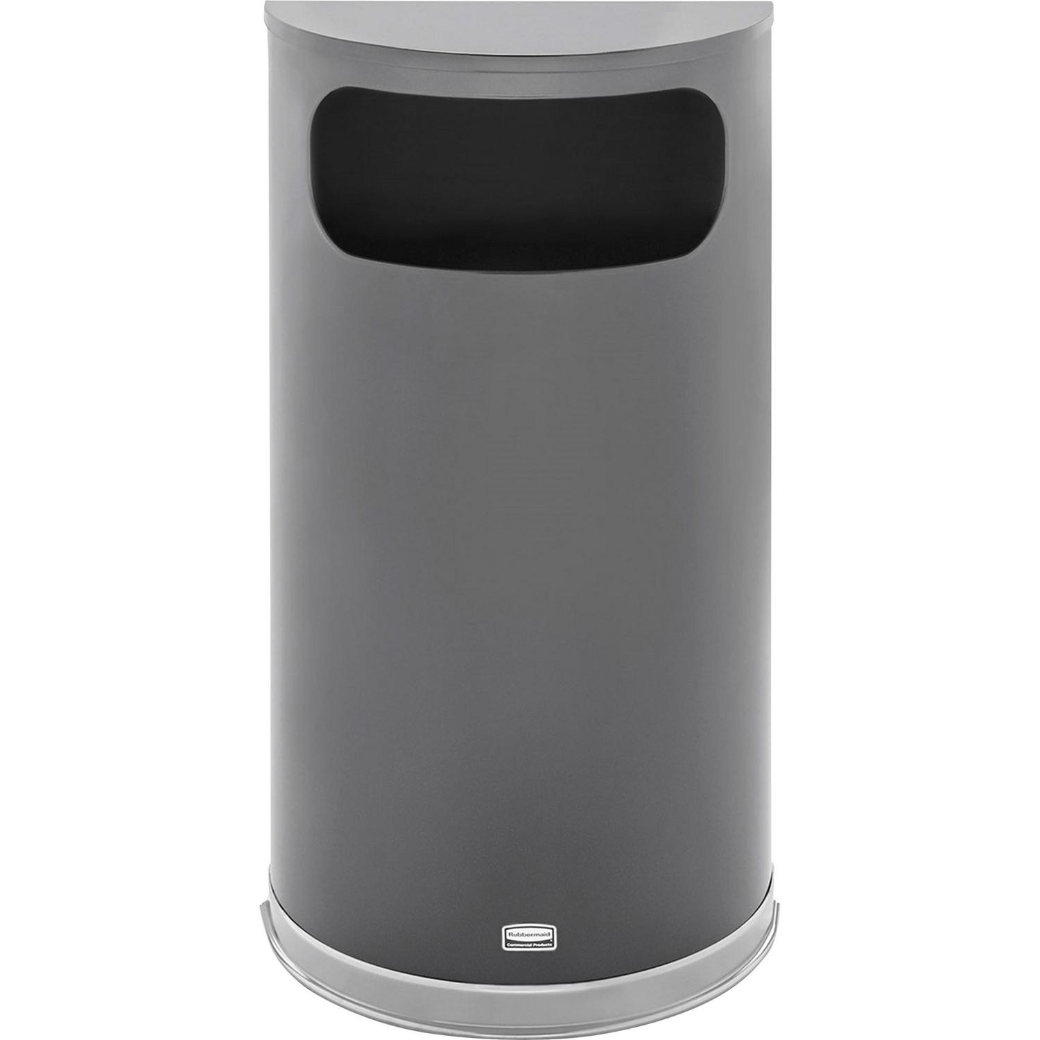 9 Gallon Half Round Trash Receptacle (Anthracite w Chrome Accents) - Image 2