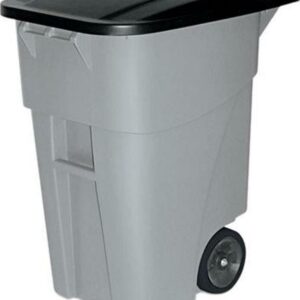 Rubbermaid Commercial Brute Rollout Container Square Plastic 50gal Gray 9W27GY