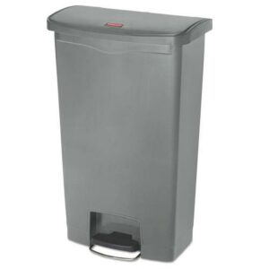 Rubbermaid Commercial 1883604 Streamline 18-Gallon Front Step Style Resin Step-On Container - Gray