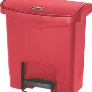 Rubbermaid Slim Jim Resin Step-On Container, Front Step Style, 4 gal, Red