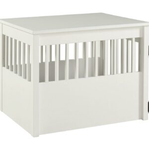 Ruffluv Large Pet Crate End Table - White Finish