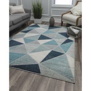 Rugs America Aurea KA25A Indigo Blue Geometric Contemporary Blue Area Rug, 5'x7'
