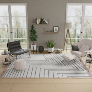 Rugs America Jasper MN30A Howlite Geometric Contemporary Pink Area Rug, 5'x7'