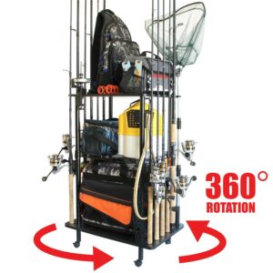 Rush Creek Creations 12 Fishing Rod Tackle Cart, Fishing Storage Rack