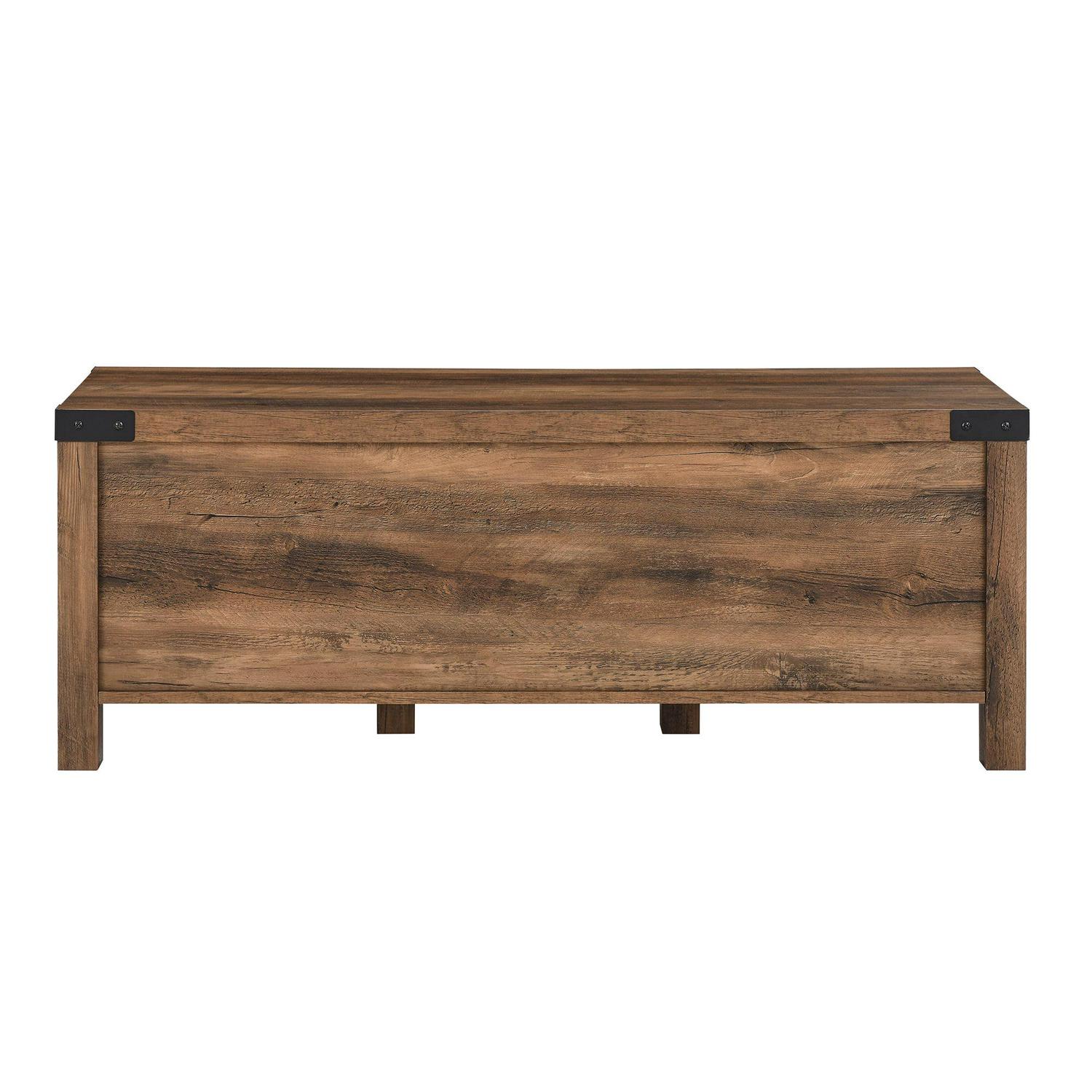 Walker Edison Rustic Farmhouse Entryway Storage Bench, Brown - Image 2