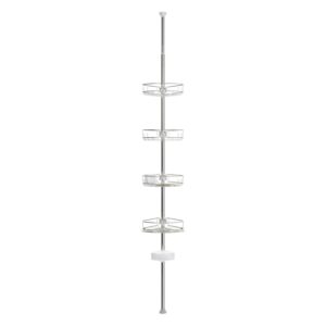 Rustproof Tension Pole Shower Caddy with 4 Basket Shelves, 60" to 108", Zenna Home Stainless Steel
