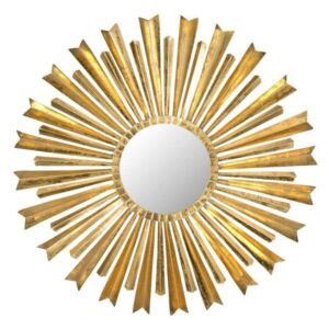 SAFAVIEH 10.4" Round Sunburst Glam Mirror, Antique Gold